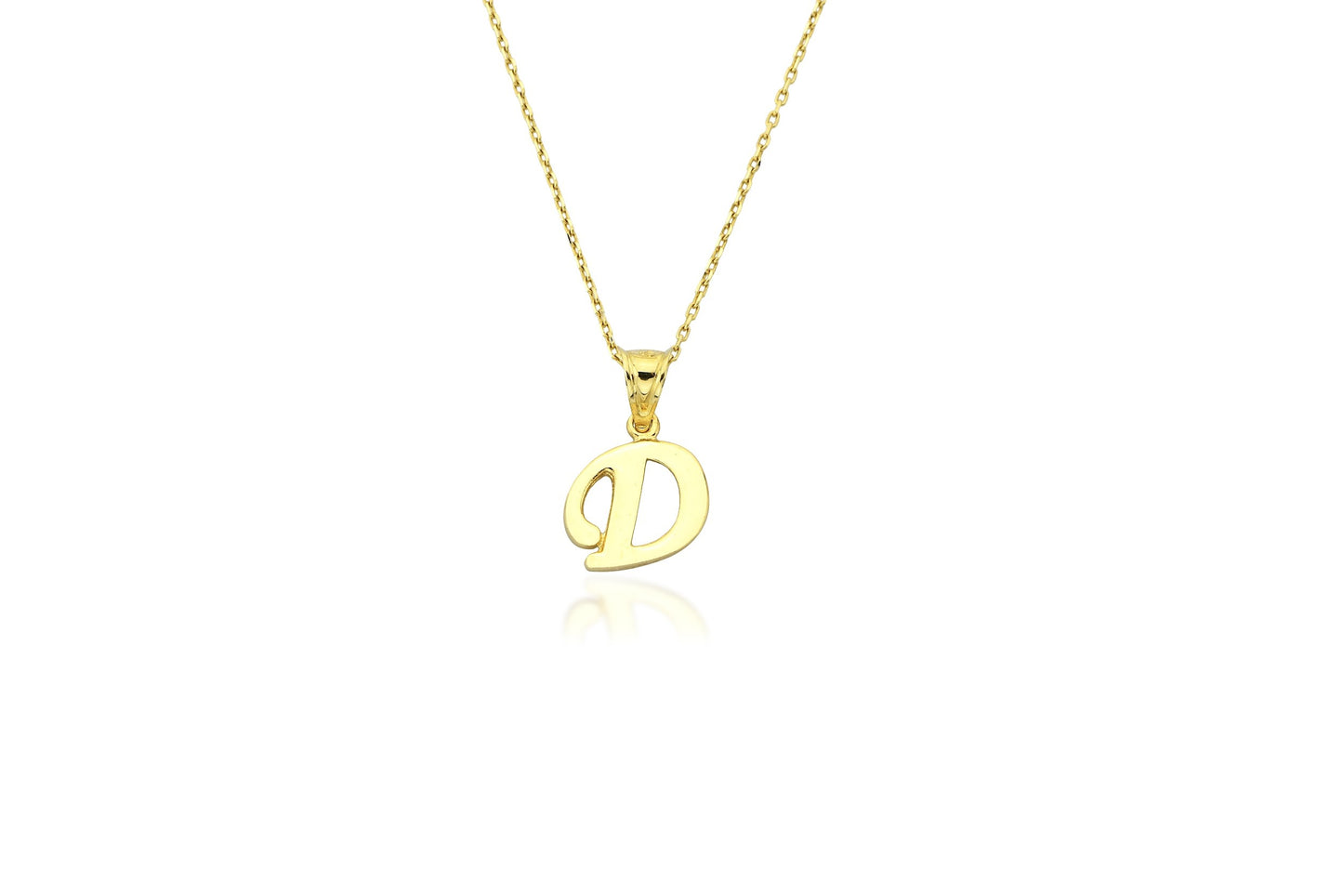 Initial Letter D 14K Gold Pendant (without Chain)