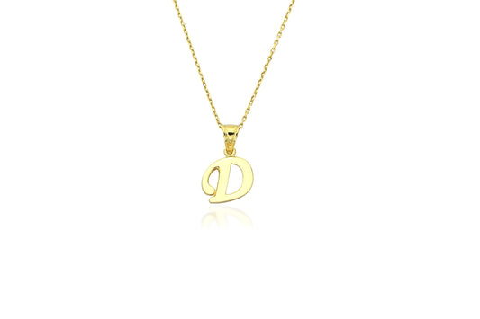 Initial Letter D 14K Gold Pendant (without Chain)