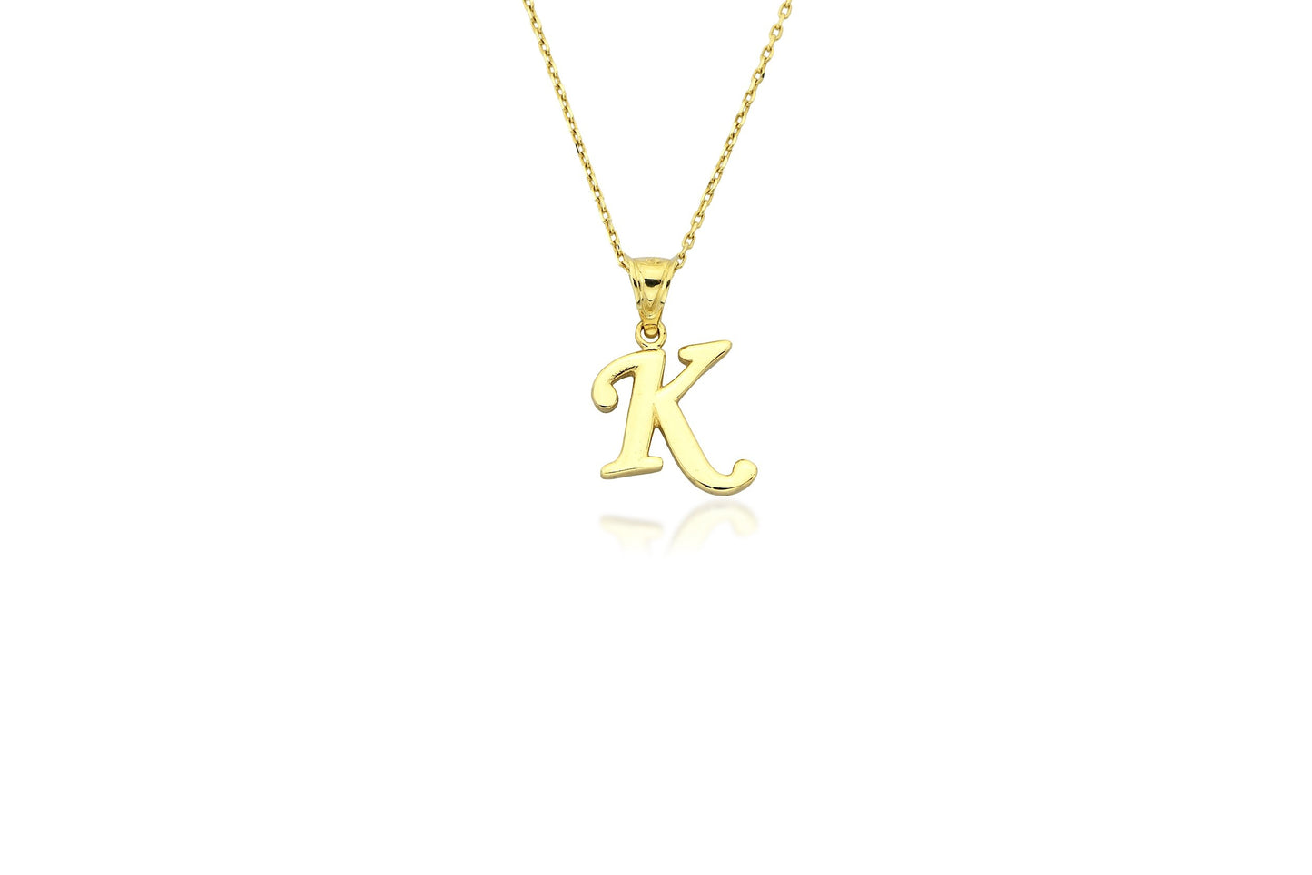 Initial Letter K 14K Gold Pendant (without Chain)