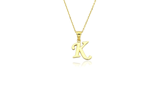 Initial Letter K 14K Gold Pendant (without Chain)