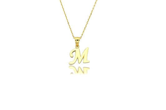 Initial Letter M 14K Gold Pendant (without Chain)