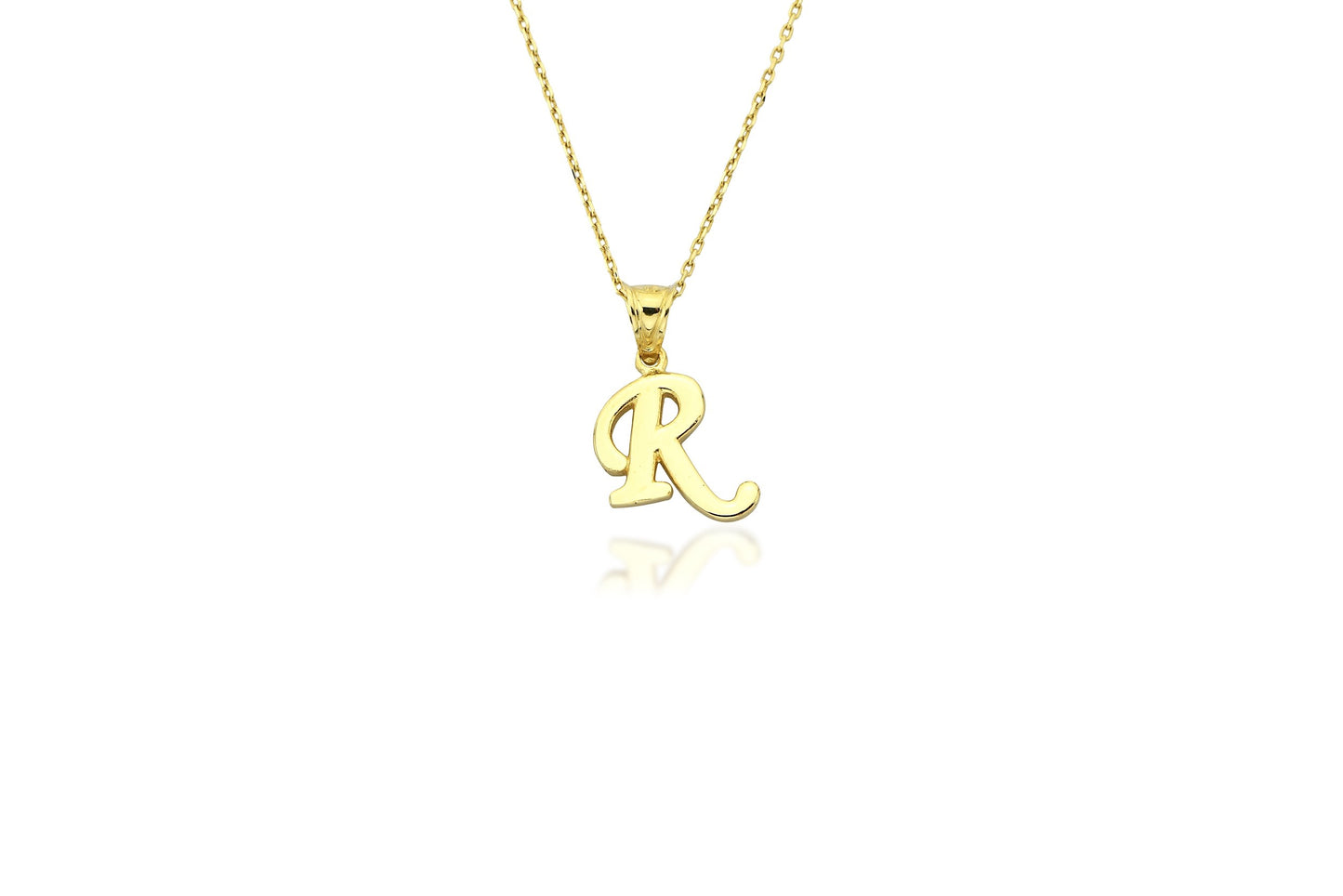 Initial Letter R 14K Gold Pendant (without Chain)