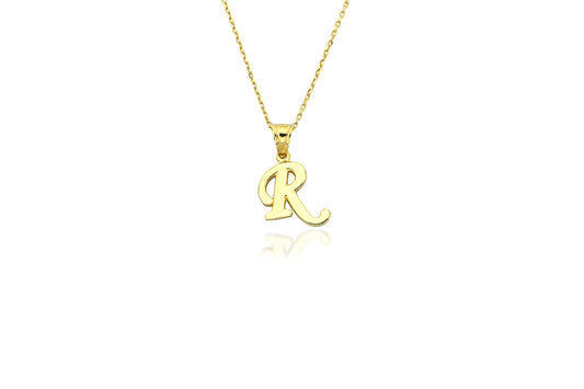 Initial Letter R 14K Gold Pendant (without Chain)