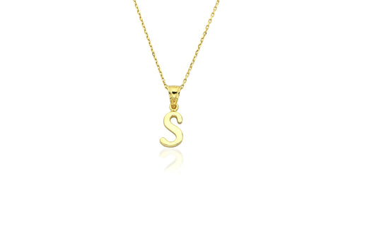 Initial Letter S 14K Gold Pendant (without Chain)