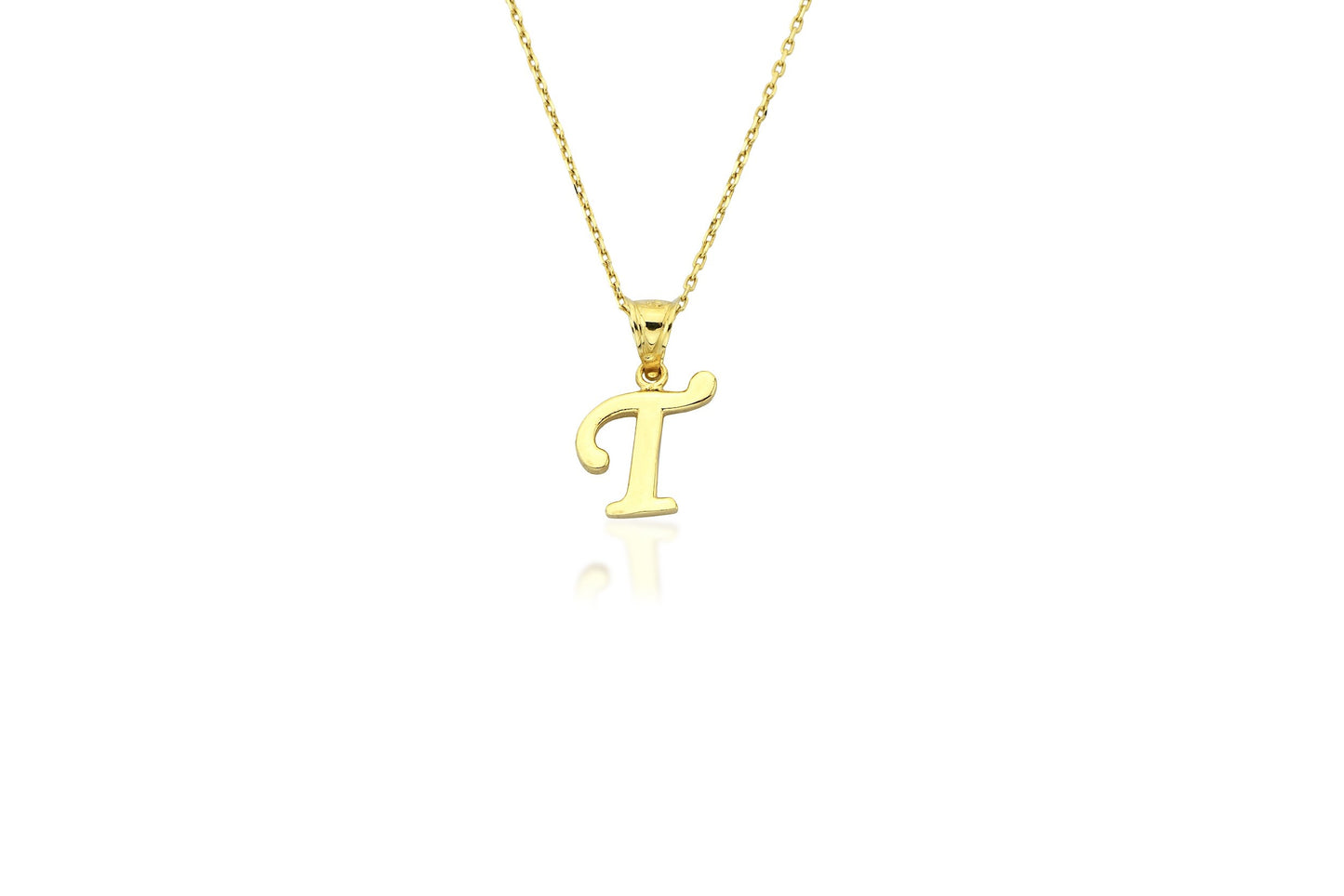 Initial Letter T 14K Gold Pendant (without Chain)