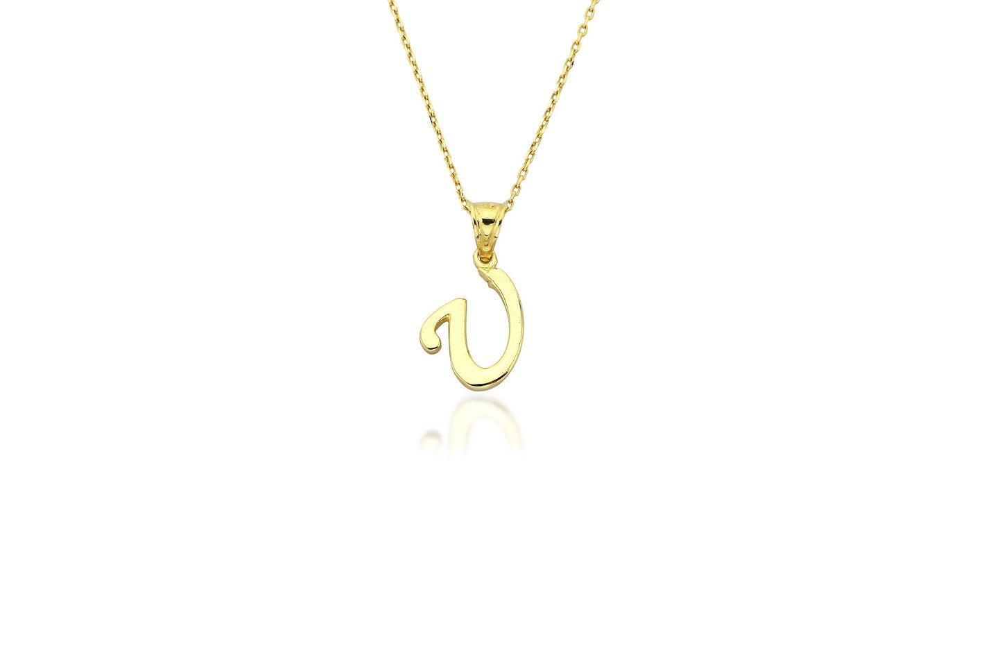 Initial Letter U 14K Gold Pendant (without Chain)