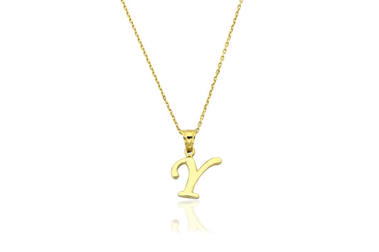 Initial Letter Y 14K Gold Pendant (without Chain)